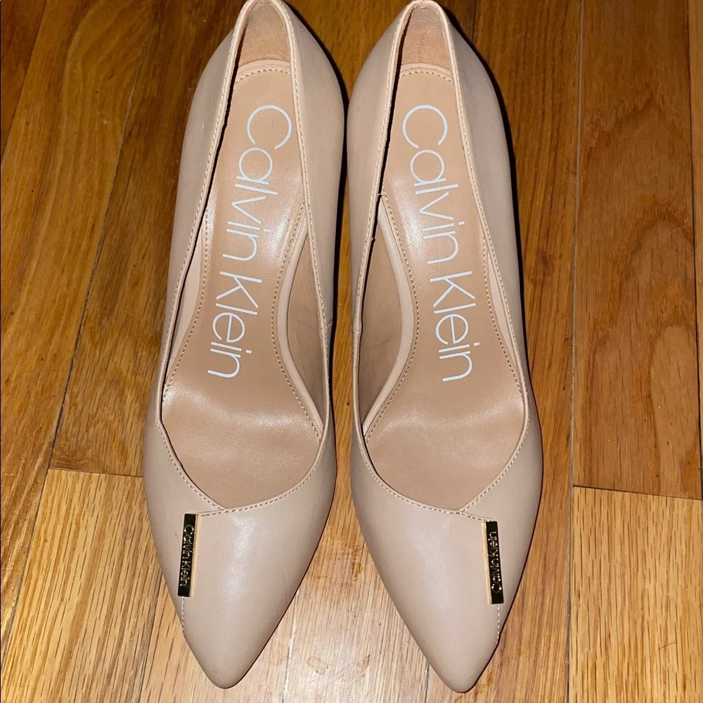 Anthropologie Calvin Klein Nude Heels. Gayle or Brady. ‎ Size 8.  Leather.